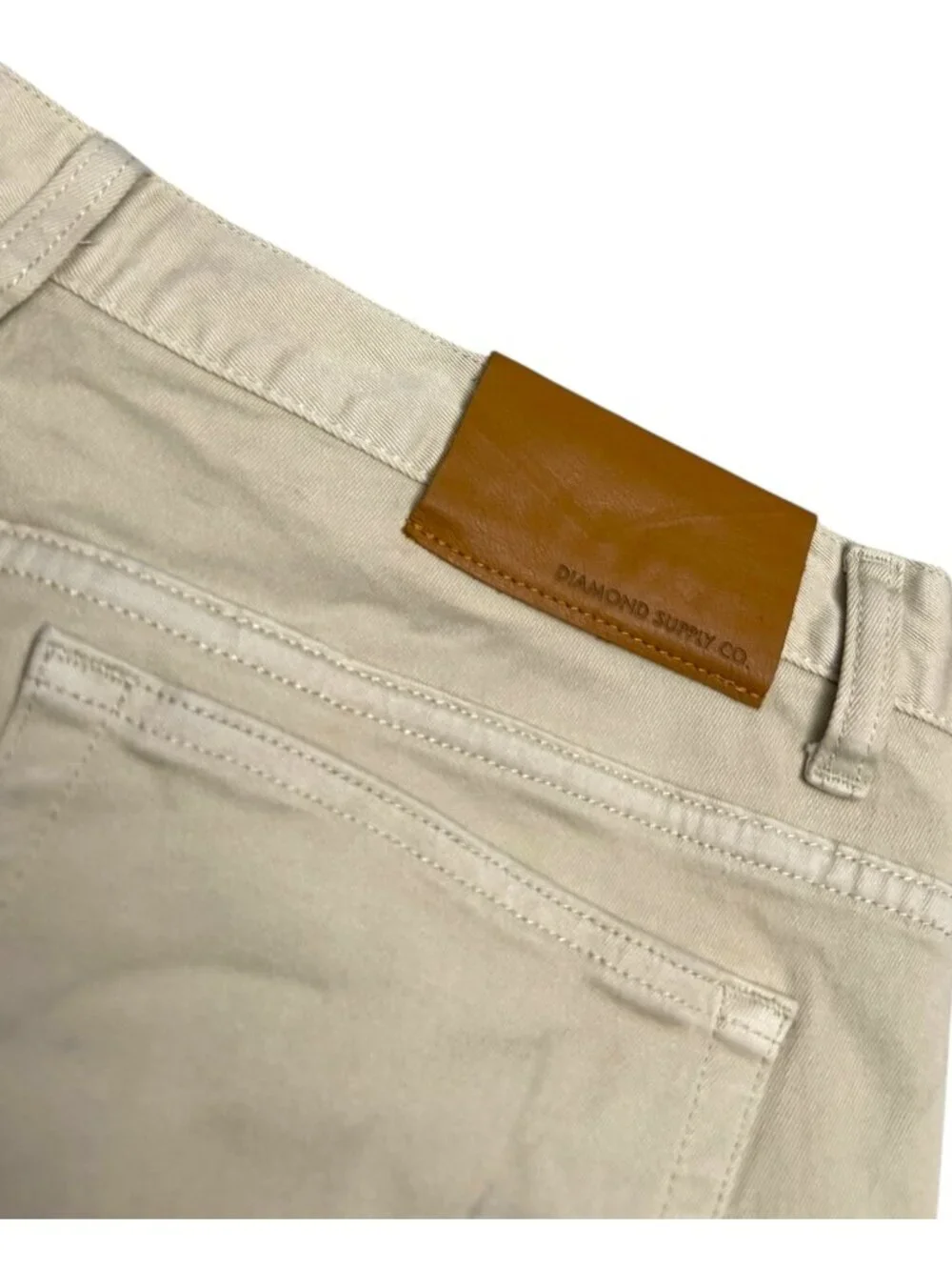DIAMOND SUPPLY Designer Streetwear Slim Straight Cream Denim Pants Jeans 40x36
